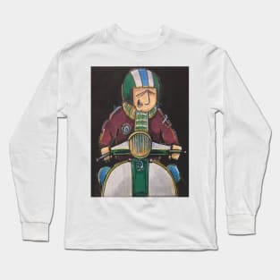 Retro Scooter, Classic Scooter, Scooterist, Scootering, Scooter Rider, Mod Art Long Sleeve T-Shirt